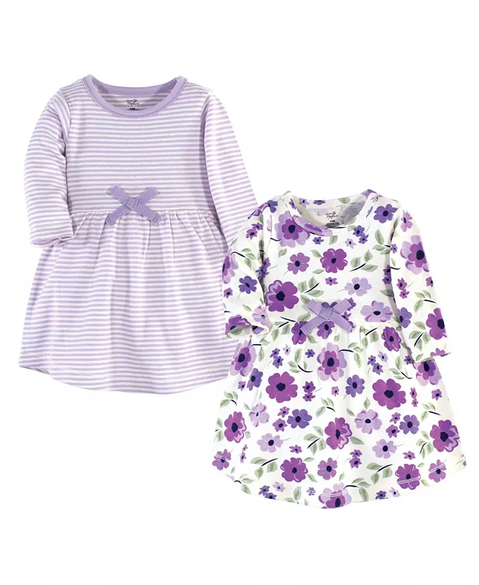 

Органическое хлопковое платье с длинным рукавом для девочек, 2 шт., Purple Garden Touched by Nature, мультиколор