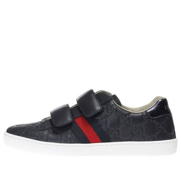 

Кроссовки leather sneaker with web 'black' Gucci, черный
