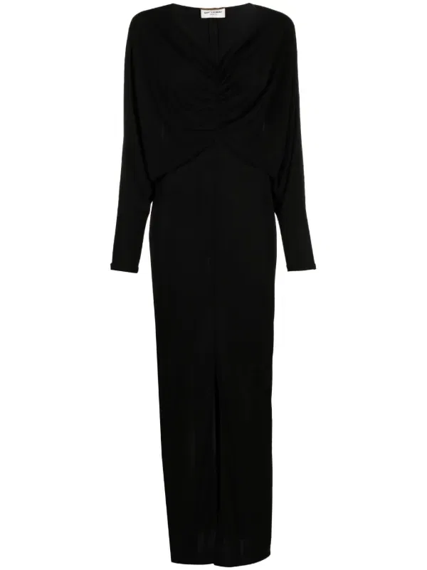 Платье-Макси с драпировкой Saint Laurent, черный