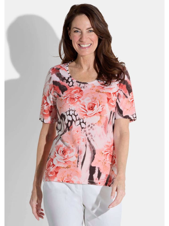 

Рубашка персикового / кремово-белого / антрацитового / с узором GOLDNER