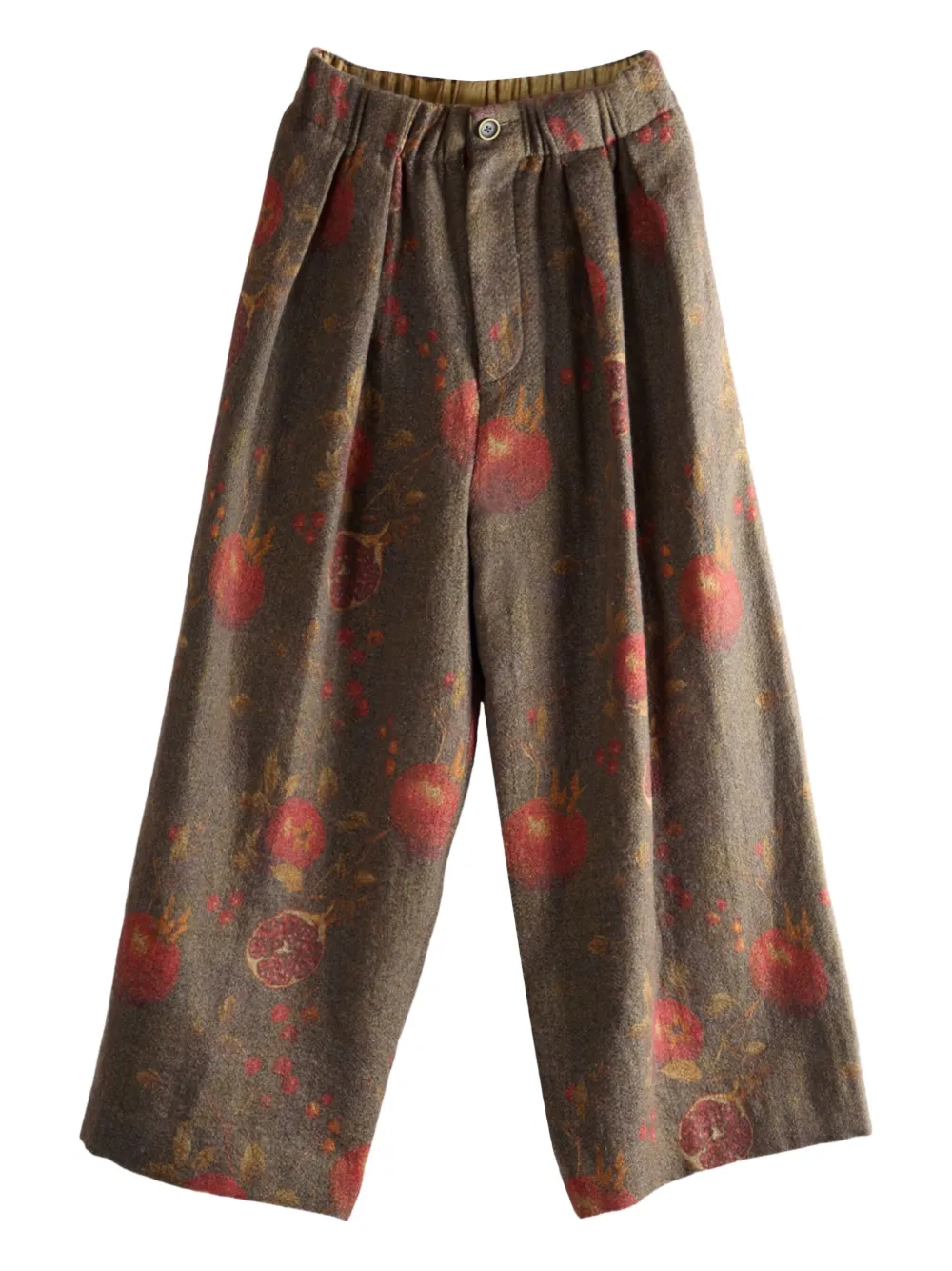 

Плиссированные брюки с принтом граната Uma Wang, зеленый