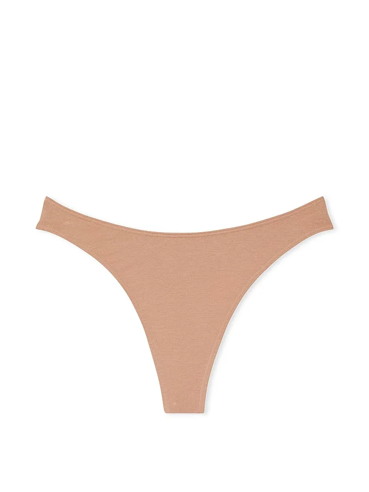Трусики-Стринги из эластичного хлопка с высоким вырезом для ног Victoria'S Secret, Smooth Praline — фото 3