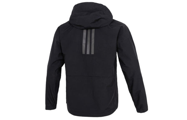 Куртка Men's adidas Traveer Rr J Athleisure Casual Sports Woven Solid Color Logo Stripe Hooded Jacket Black, черный — фото 2