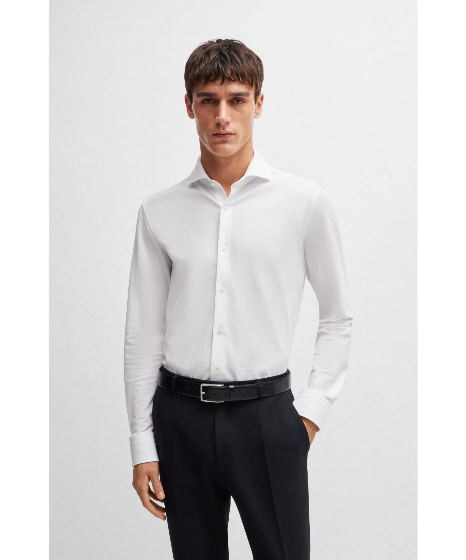 Мужская рубашка BOSS Slim Fit из хлопка белая