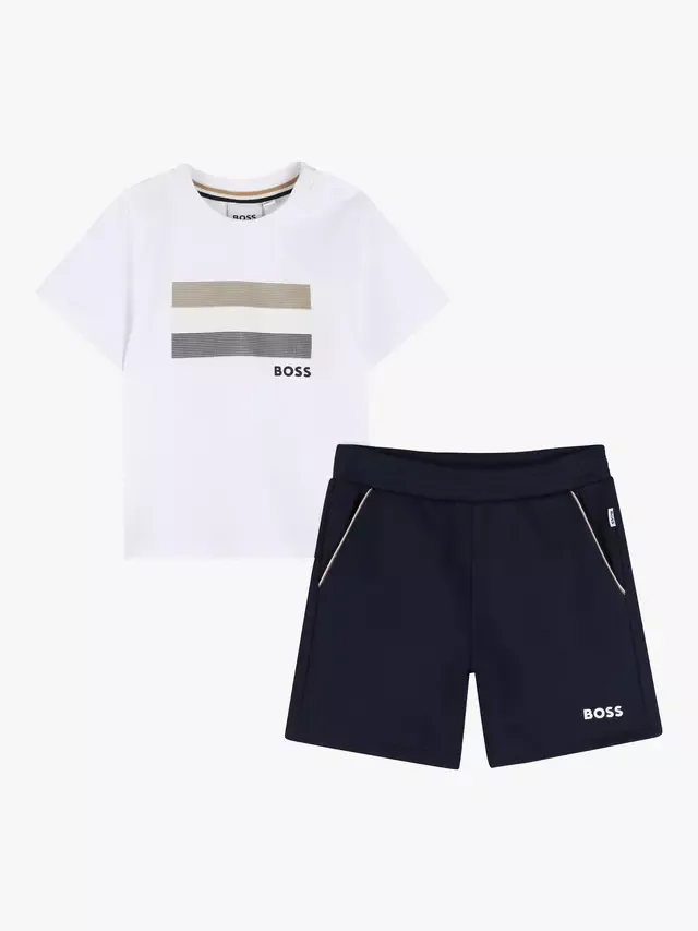 Подарочный набор: детская футболка и шорты, темно-синие HUGO BOSS
