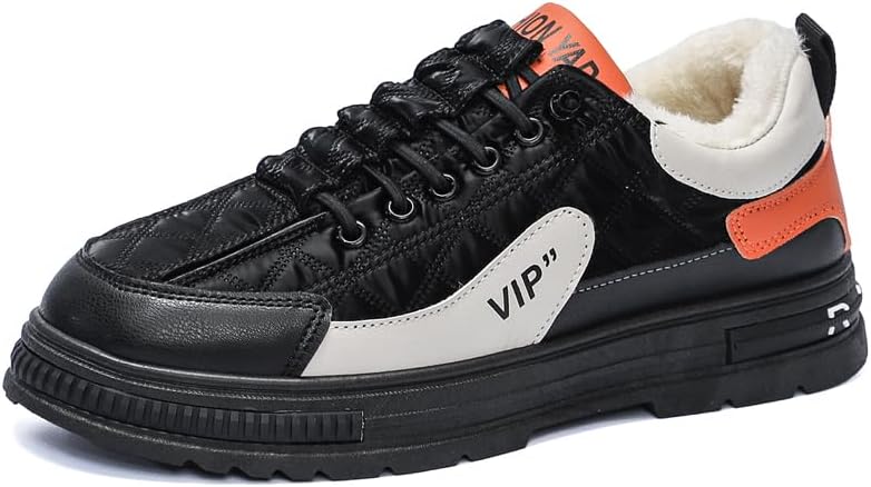 

Мужские модные кроссовки Низкие повседневные скейтбордические спортивные туфли Комфортные зимние утепленные мехом кроссовки Классические слипоны для повседневной носки и отдыха Hhhchpm, черный