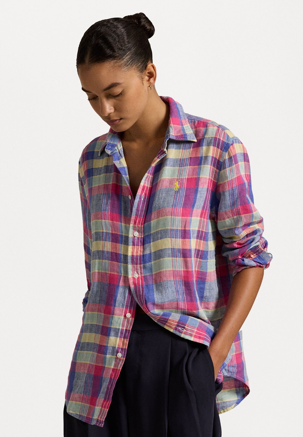 

Рубашка CLASSIC FIT PLAID LINEN SHIRT Polo Ralph Lauren, фуксия