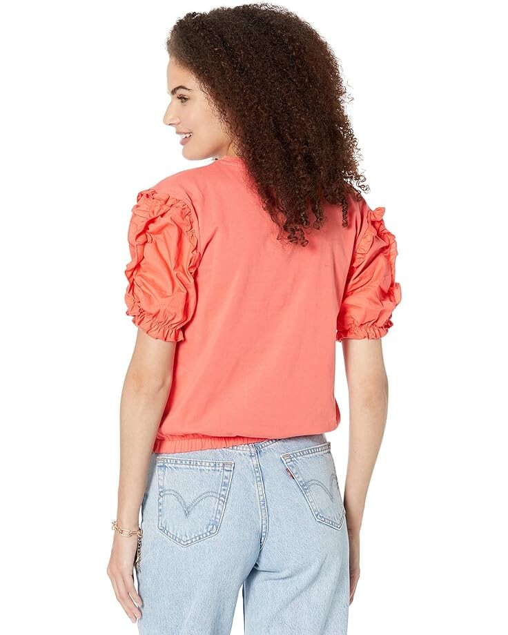 

Футболка Buffalo David Bitton Agnes Mixed Media Sleeve Tee, цвет Georgia Peach