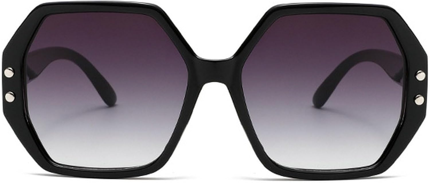 

Солнцезащитные очки в стиле ретро: многоугольные квадратные, винтажные шестиугольные, с крупными заклепками, модные очки с защитой от УФ-излучения UV400 для женщин и мужчин mincl, Gray