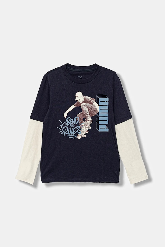 

Детская хлопковая толстовка MID90s Layered Longsleeve B Puma, темно-синий