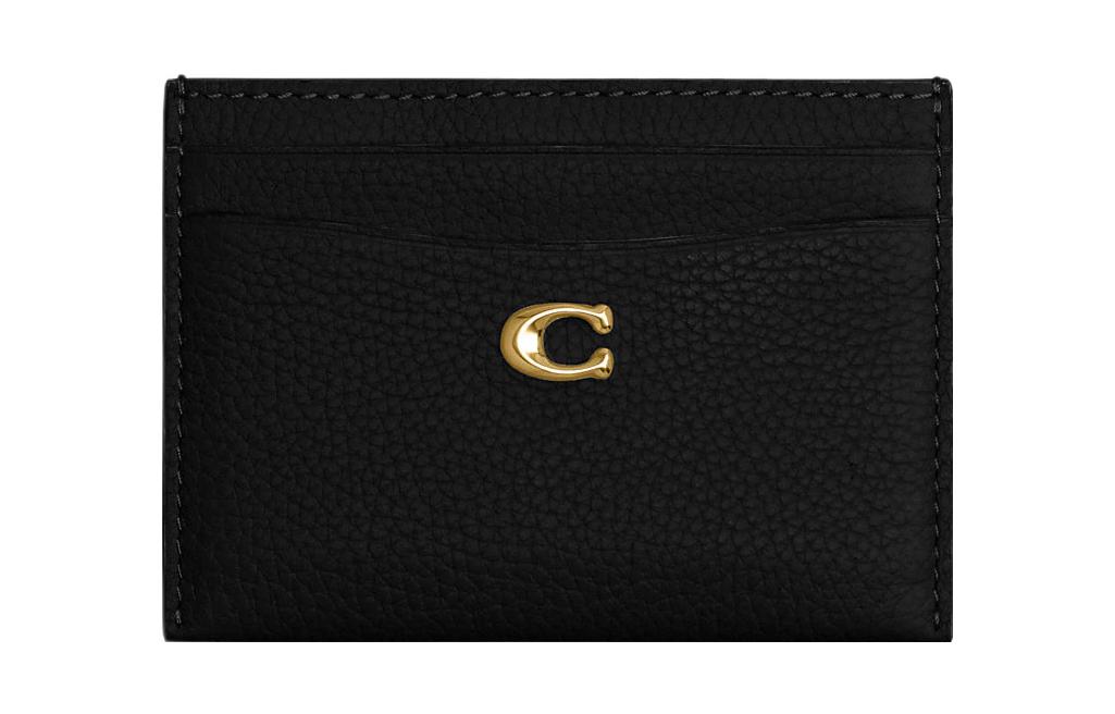 

COACH Картхолдер из зерненой кожи для женщин Black