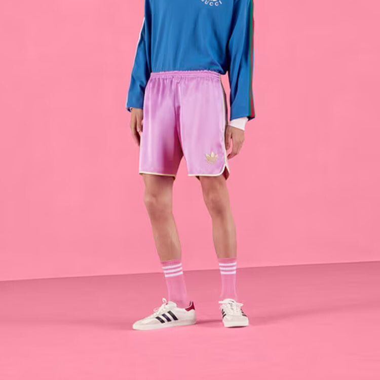 Шорты Adidas X Gucci повседневные мужские, розовые — фото 4