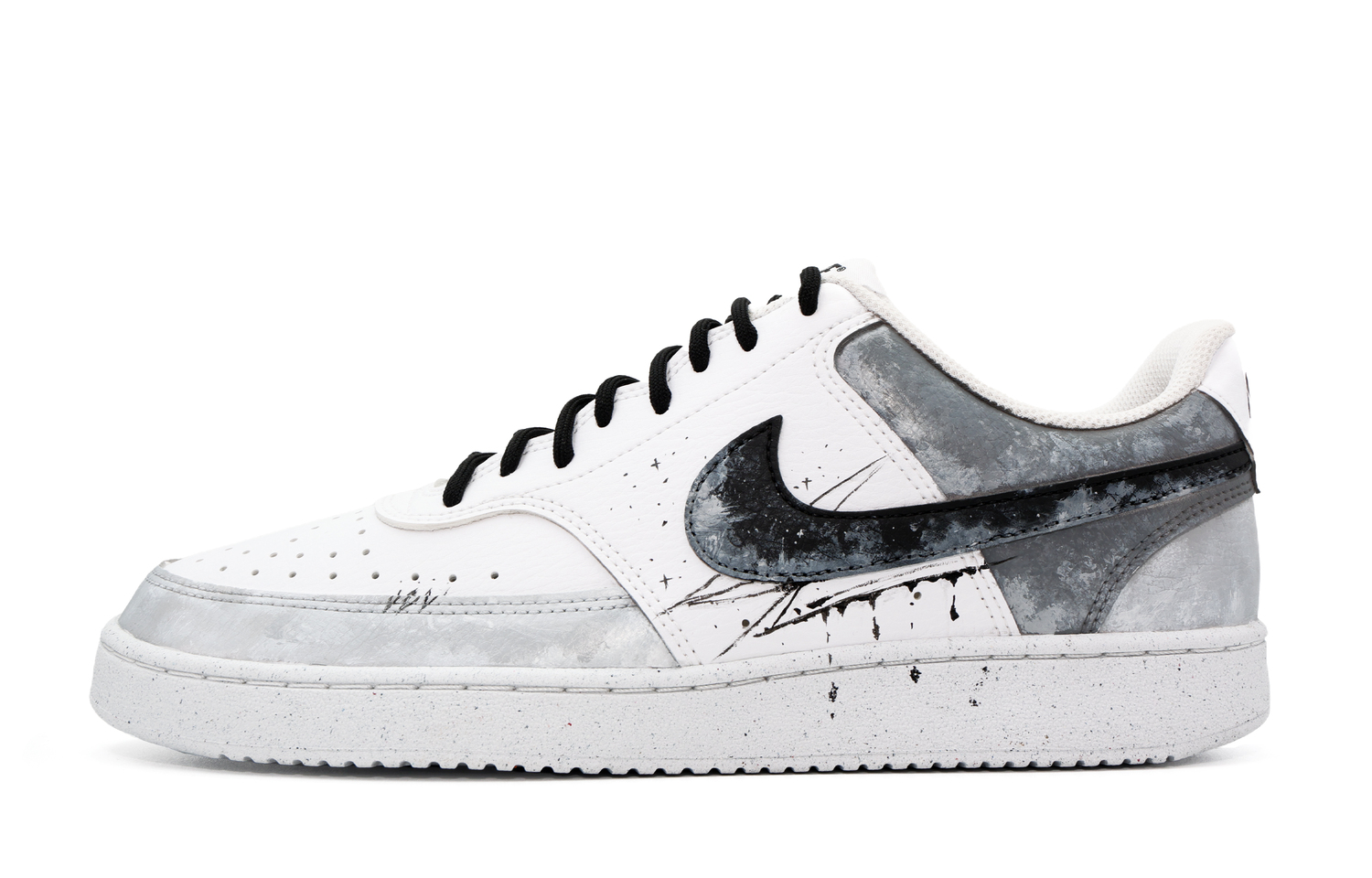 

Nike Мужские низкие скейтборд-кроссовки Court Vision с амортизацией и износостойким покрытием, белого и серого цвета