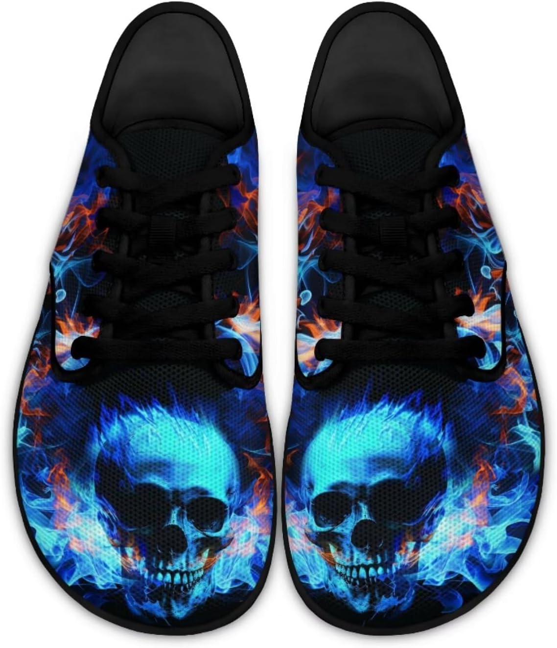 

Кроссовки с широким носком в виде черепа для мужчин и женщин, минималистичные, дышащие, для бега по тропинкам и ходьбы Pointodoor, Skull Fire Flame