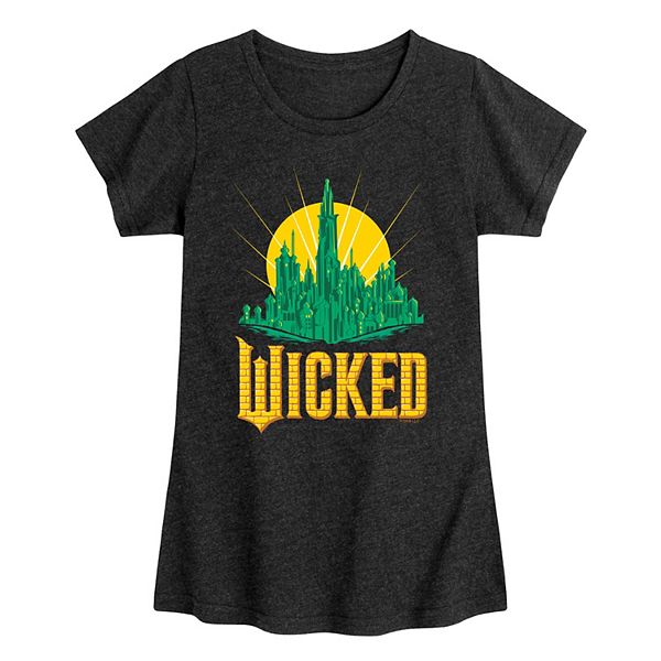 

Футболка с принтом Wicked for Good Cityscape для девочек 7-16 лет Licensed Character, Heather Black