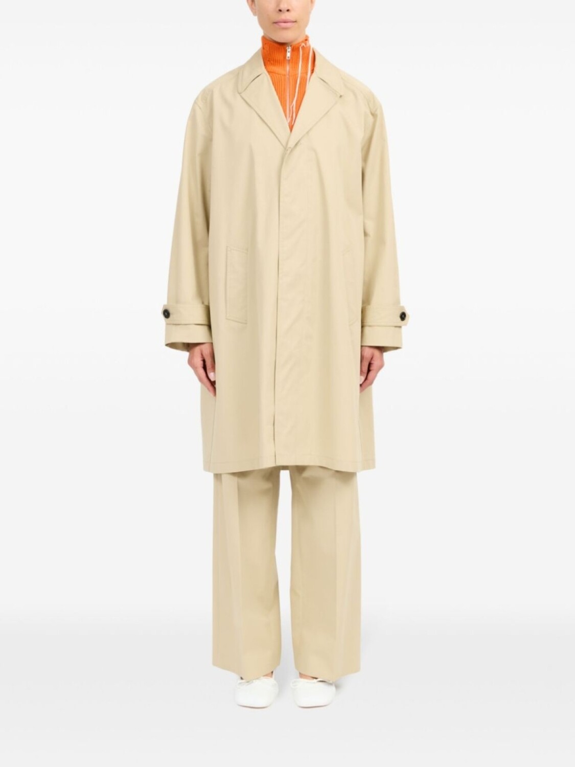 Однобортное пальто MM6 Maison Margiela, нейтральный цвет — фото 2