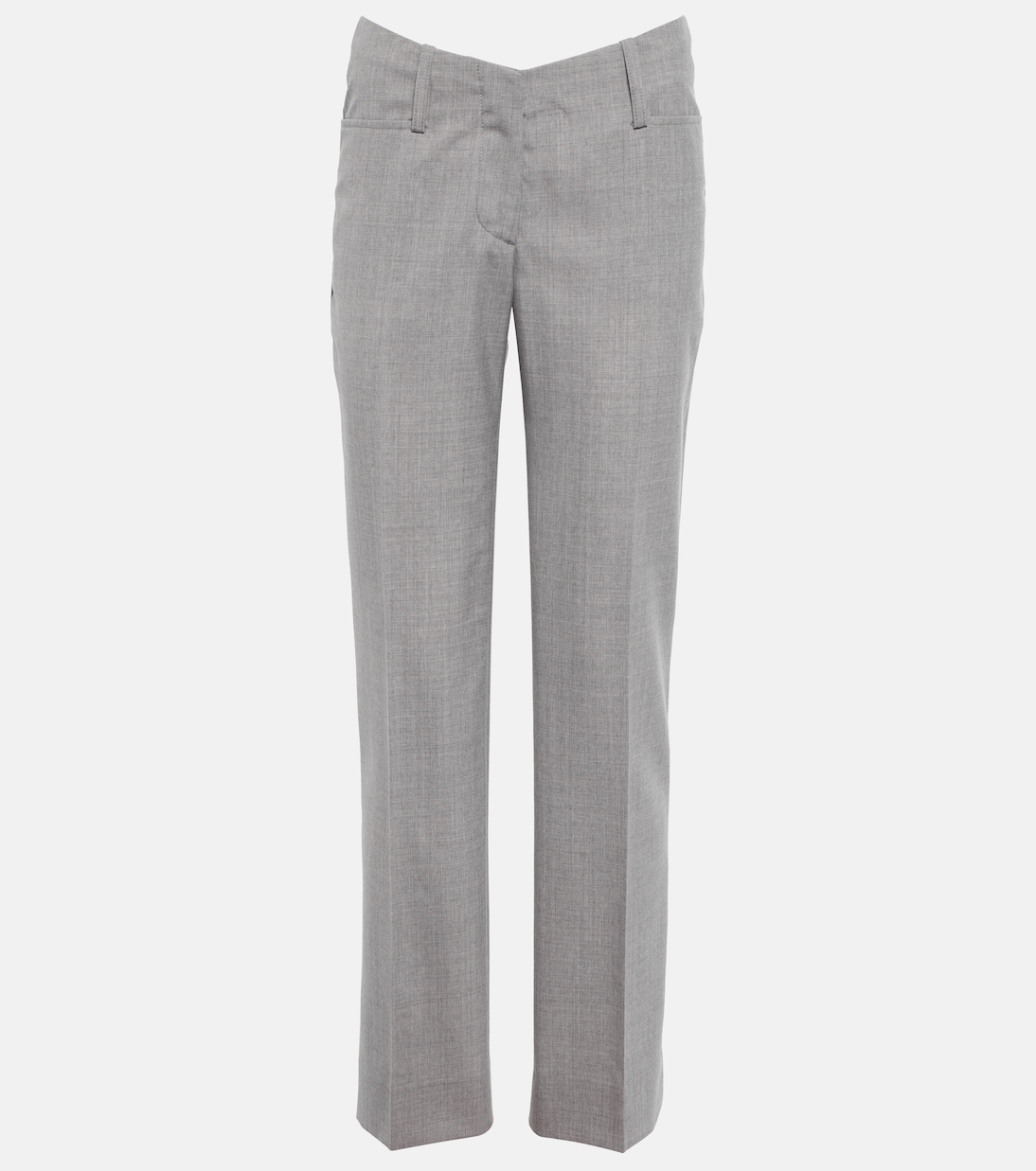 

Узкие брюки из натуральной шерсти со складками Victoria Beckham, Grey Melange