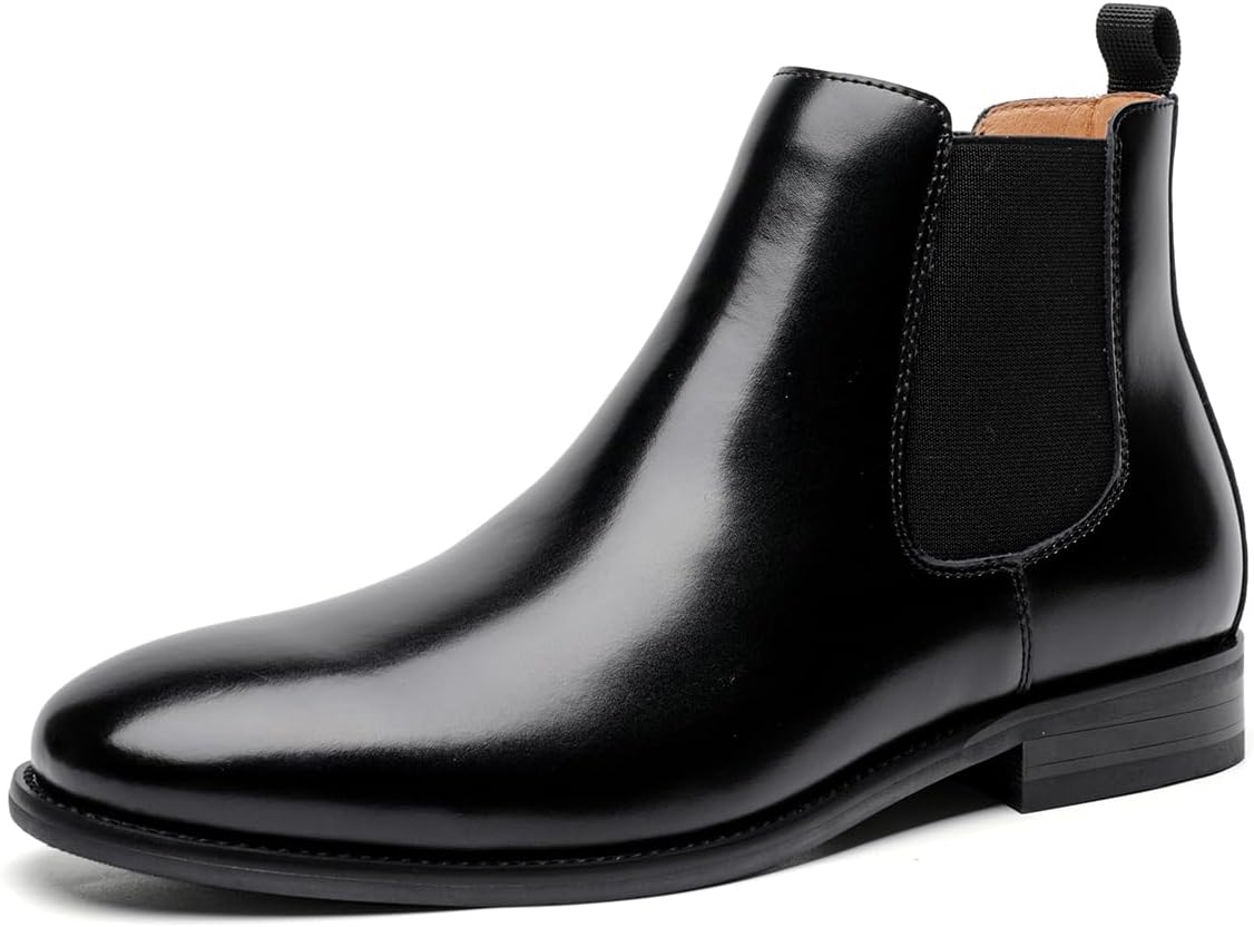 

Мужские классические ботинки с круглым носком, стильные и комфортные, мужские челси на резинке, легкие повседневные кожаные ботинки Generic, черный
