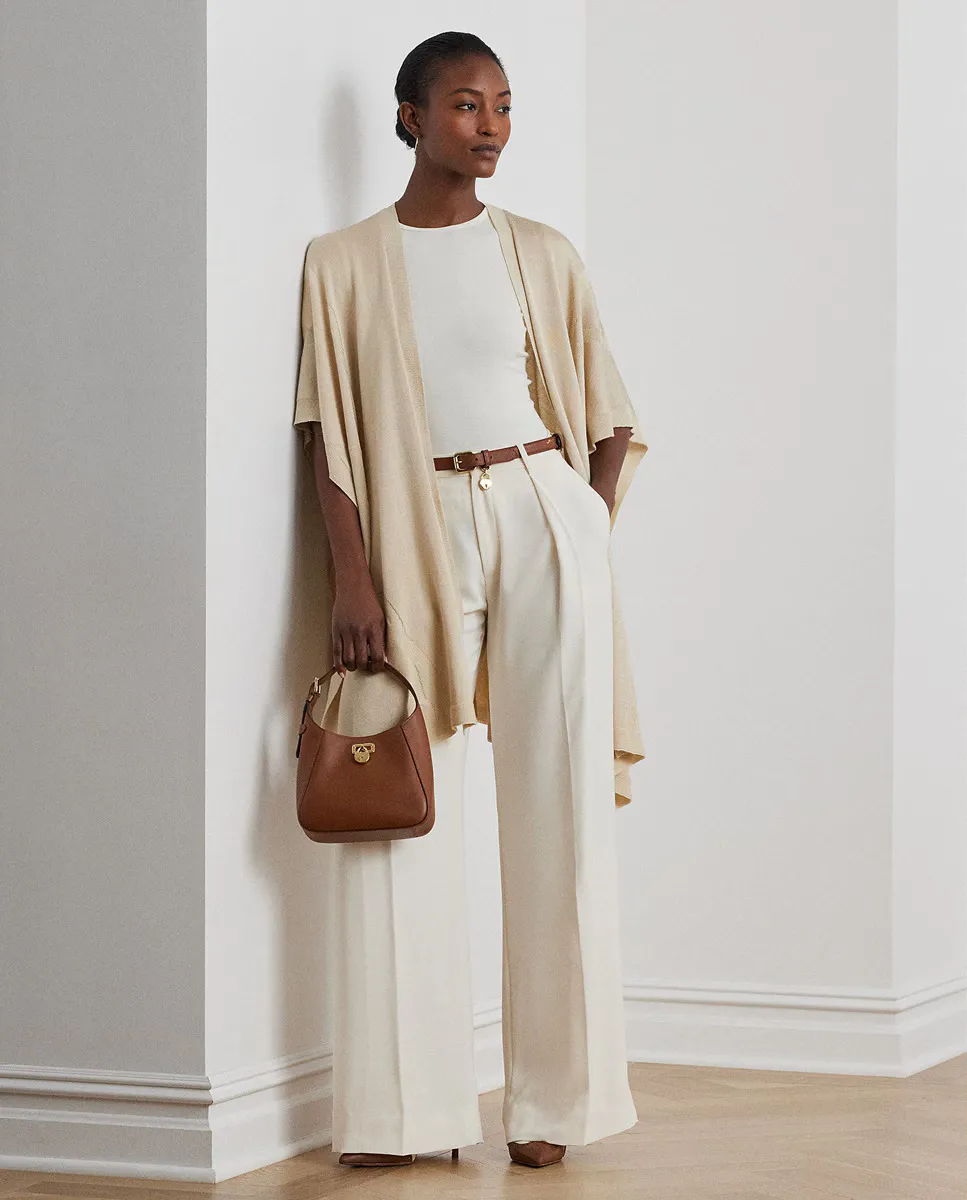 

Женский вязаный пончо Lauren Ralph Lauren, бежевый