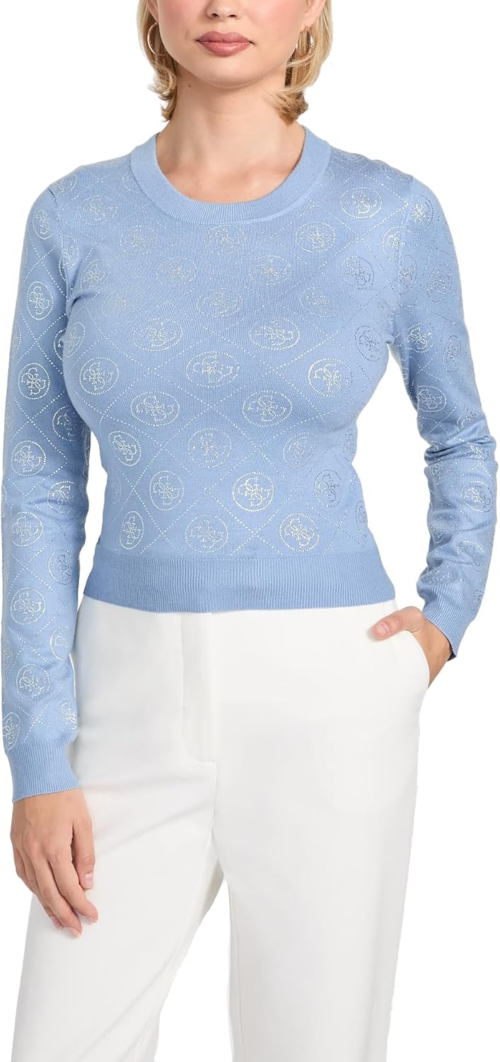 

Женский свитер Guess с длинными рукавами и стразами 4g, Soft Light Blue