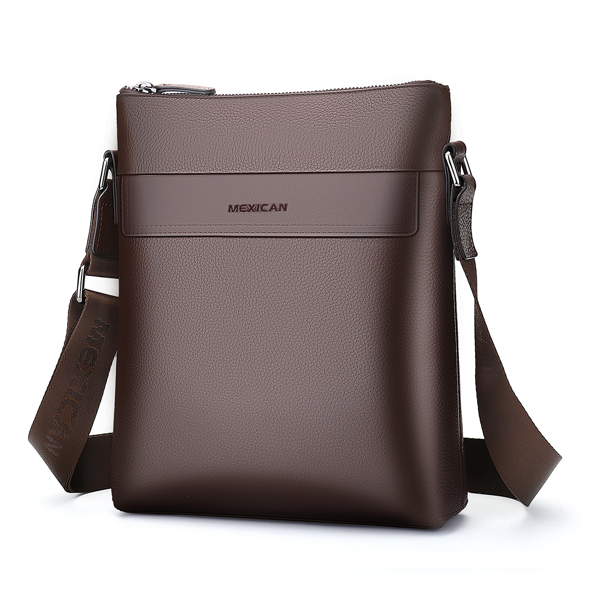 

MEXICAN Настоящая кожаная деловая сумка через плечо для мужчин черная кофейная, Coffee