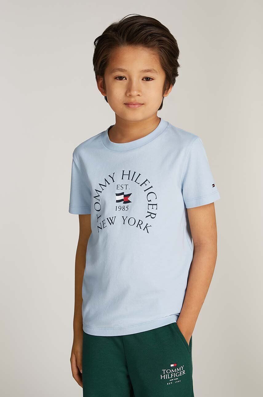 

Детская хлопковая футболка Tommy Hilfiger, синий