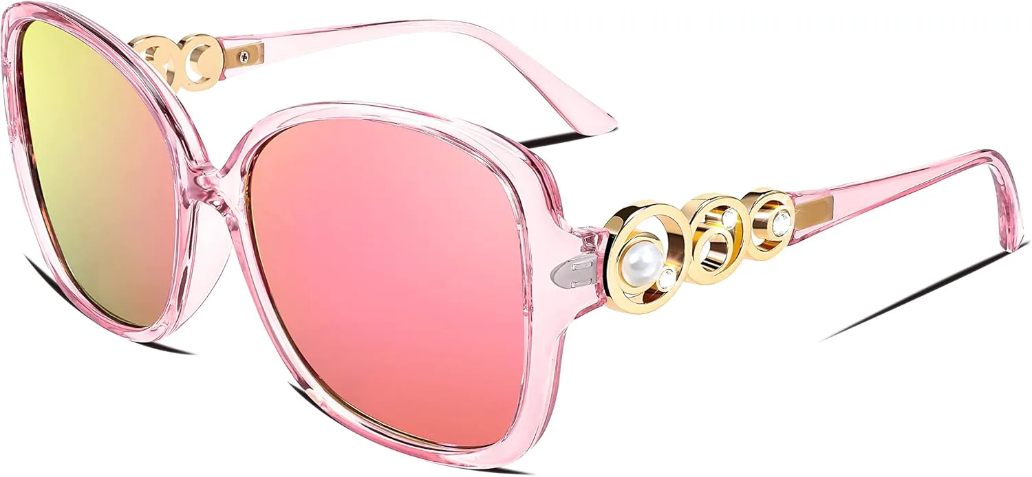 

Модные женские солнцезащитные очки FEISEDY, крупная квадратная оправа с перламутровыми вставками, поляризованные, защита от УФ-излучения, B2821, Lively Pink