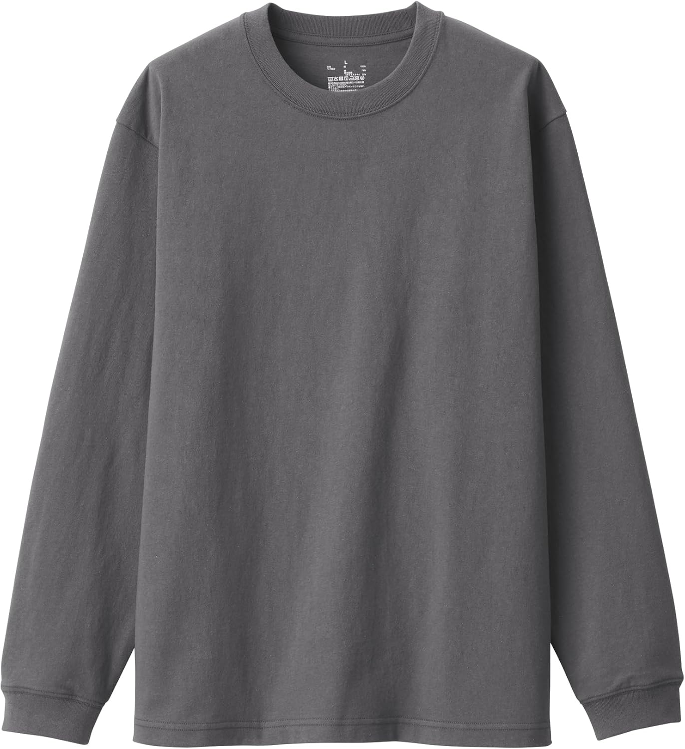 

Мужская футболка MUJI с круглым вырезом и длинными рукавами из плотной, выстиранной пряжи (AB1MJA4S), темно-серый