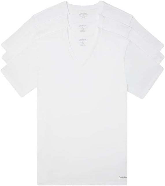 

Комплект из 3 мужских классических хлопковых маек Calvin Klein, 3 White - Vneck