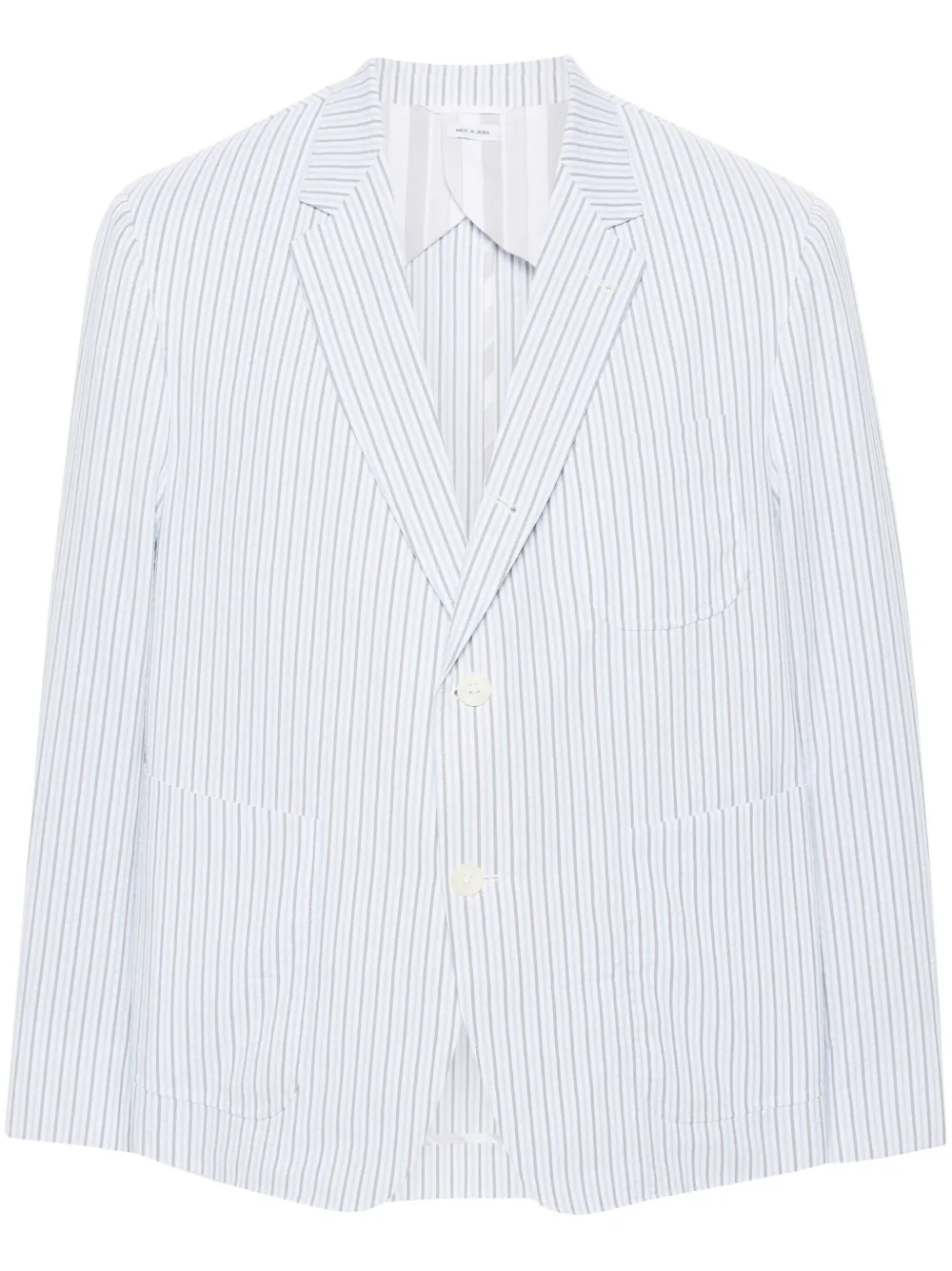 

Полосатый пиджак из сирсакера THOM BROWNE, белый