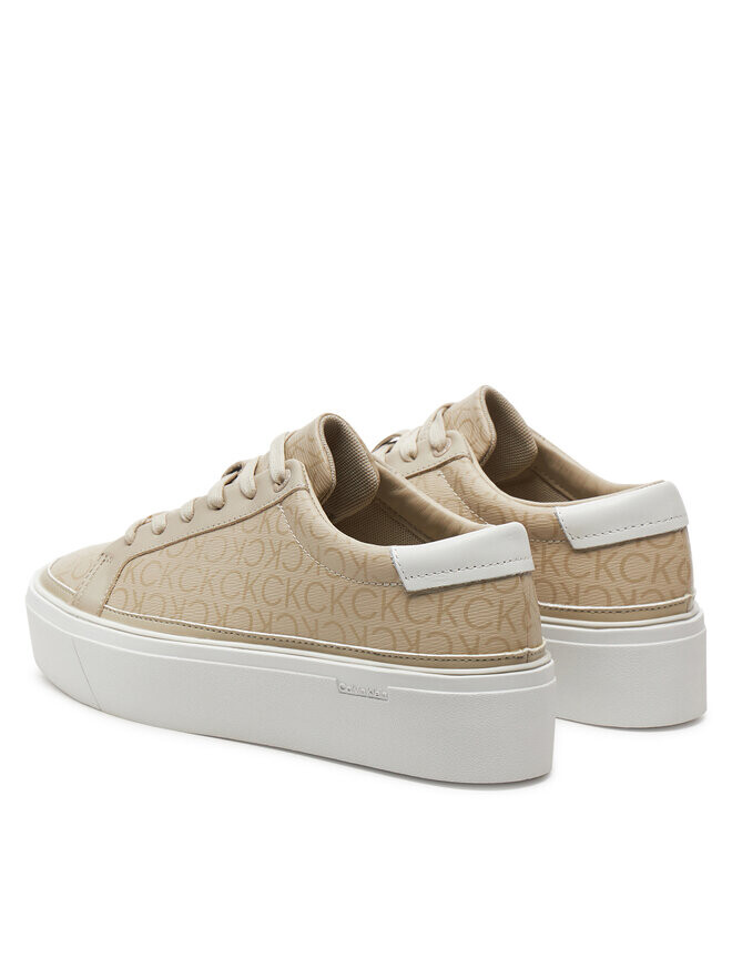 Кроссовки Calvin Klein Flatform Cup Lace Up Epi Mono HW0HW01911, бежевый — фото 3