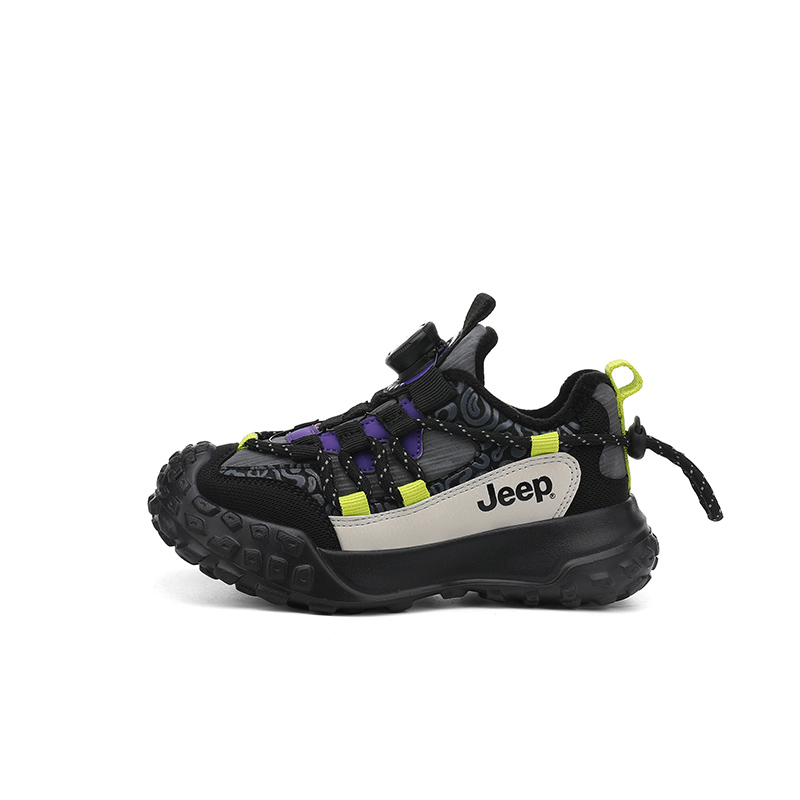 

Детские повседневные кроссовки Low Top Kids Jeep, Темно-черный/Красно-фиолетовый Тонкий хлопок