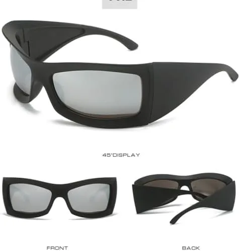 

Солнцезащитные очки большого размера с обтекаемой формой для женщин, винтажные роскошные солнцезащитные очки для мужчин, модные панк-очки в крупной оправе MTZJH, C4