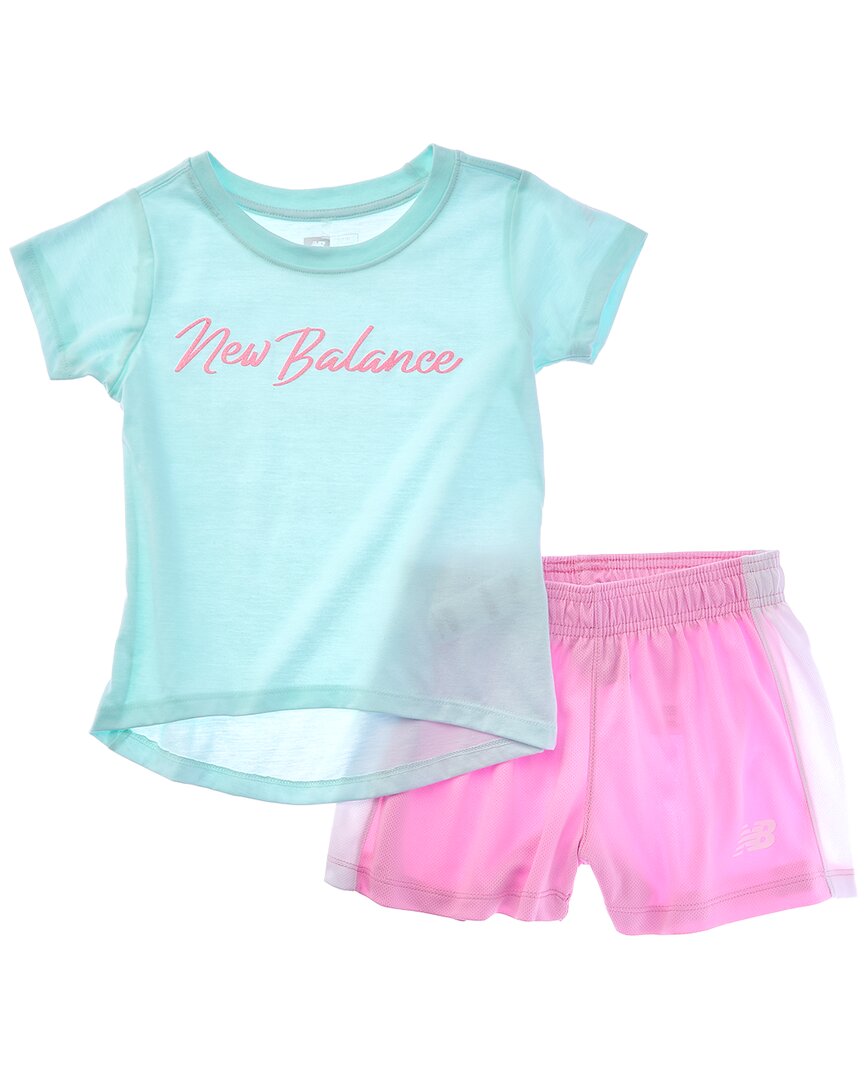 

Комплект New Balance из 2 предметов: футболка и сетчатые шорты, зеленый