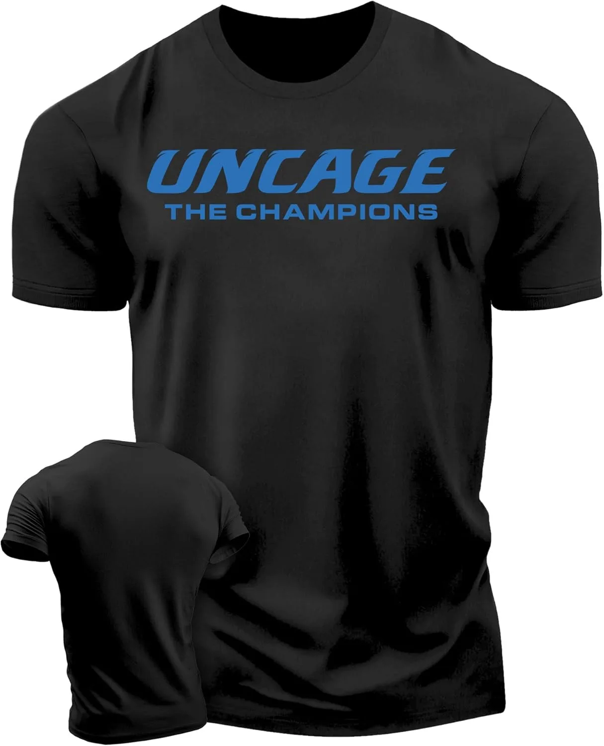 Футболка UNCAGE The Champions для мужчин - мотивационная футболка с принтом для повседневной носки и спортзала Generic, черный