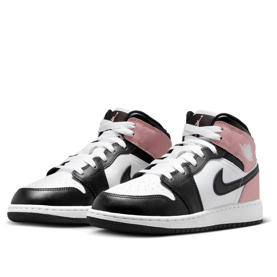 Кроссовки (GS) Air Jordan 1 Mid 'White Rust Pink', белый — фото 3
