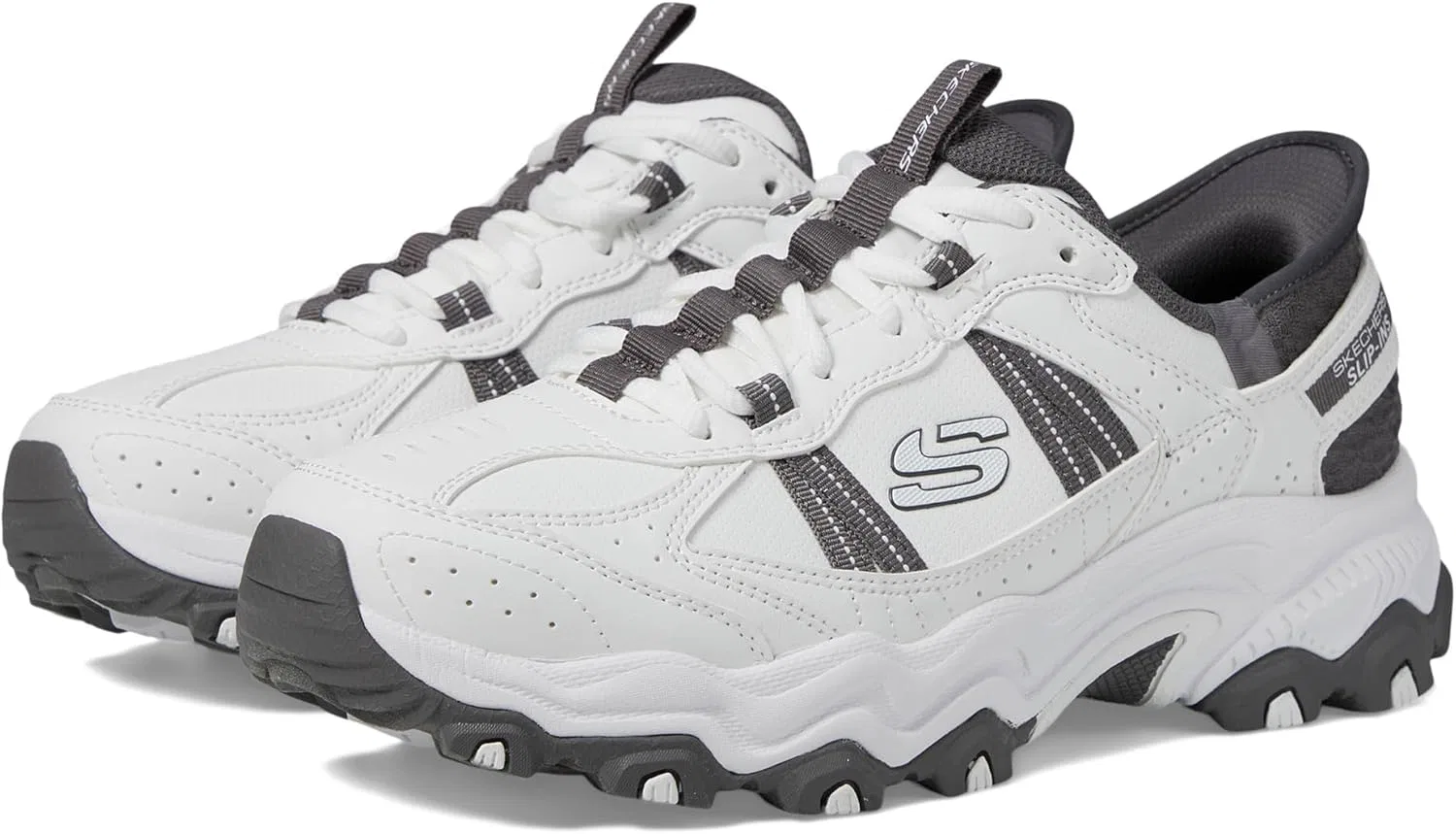 Мужские кроссовки Skechers Stamina at Hands Free Slip-in Trainers, White Grey