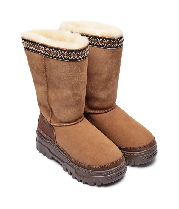 Сапоги женские UGG с орнаментом, коричневый — фото 3