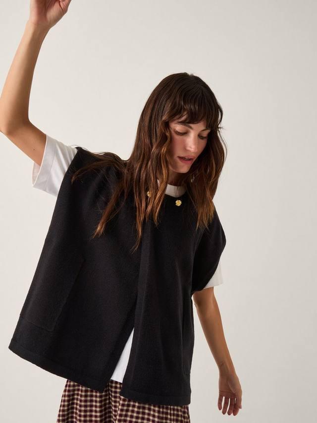 

Вязаный топ-жилет пончо Monsoon, Black