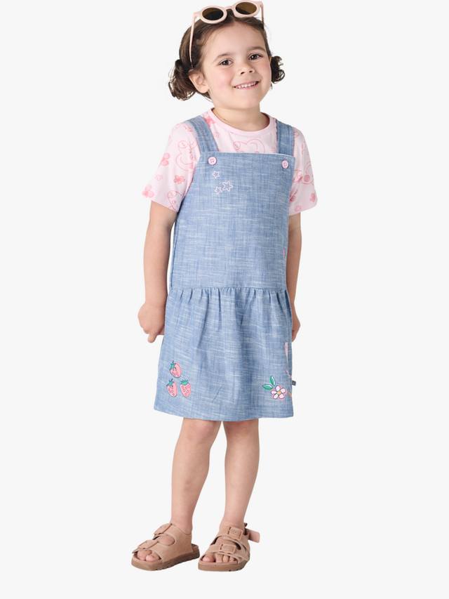 Детское платье-сарафан Peppa Pig из хлопка и платье-футболка Brand Threads, Pink/Blue — фото 3