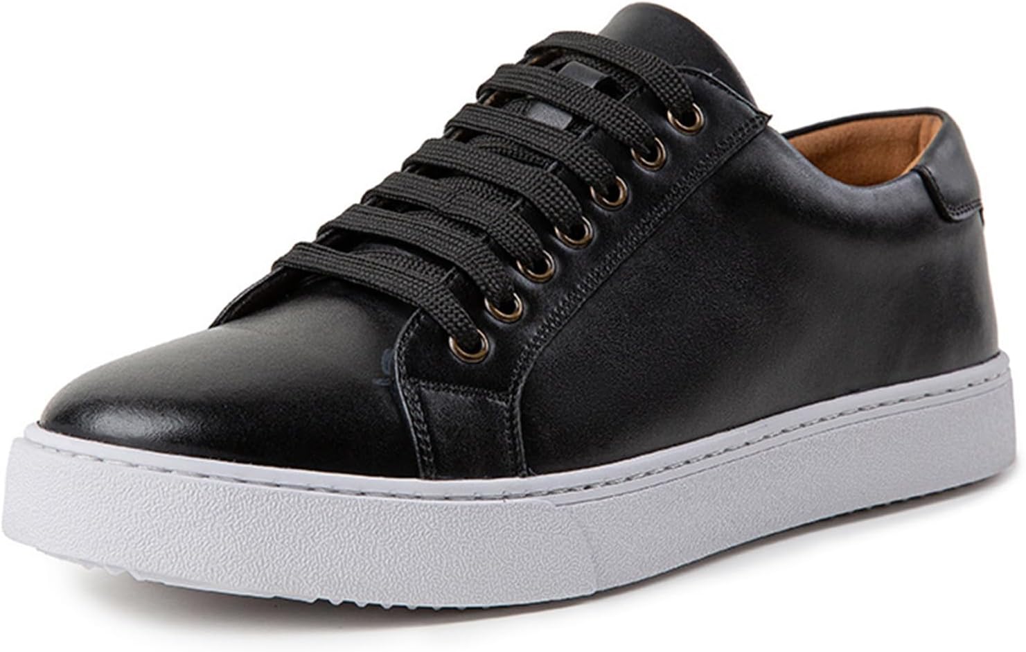 

Мужские кожаные модные кроссовки британского стиля с отделкой, повседневные туфли на шнуровке, ретро, удобные деловые оксфорды Zeberfi, черный