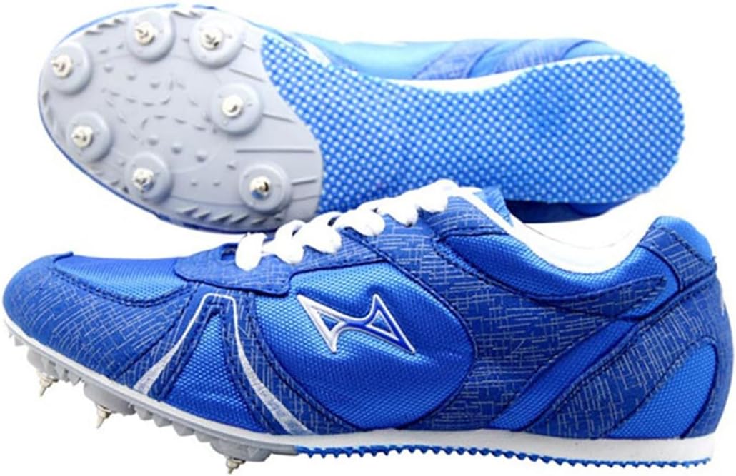Шиповки для легкой атлетики, дышащие кроссовки для спринта и прыжков для мужчин, женщин и молодежи, легкие гоночные беговые кроссовки Donfaauk, синий — фото 3