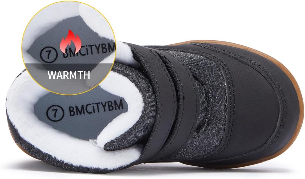 Детские зимние ботинки BMCiTYBM для мальчиков и девочек, легкие, для холодной погоды и активного отдыха (для малышей), черный — фото 4