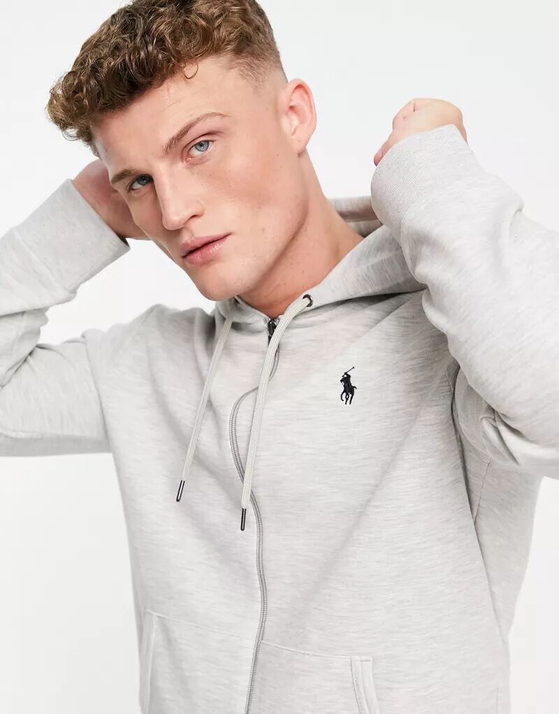 

Серая худи на молнии с логотипом Polo Ralph Lauren