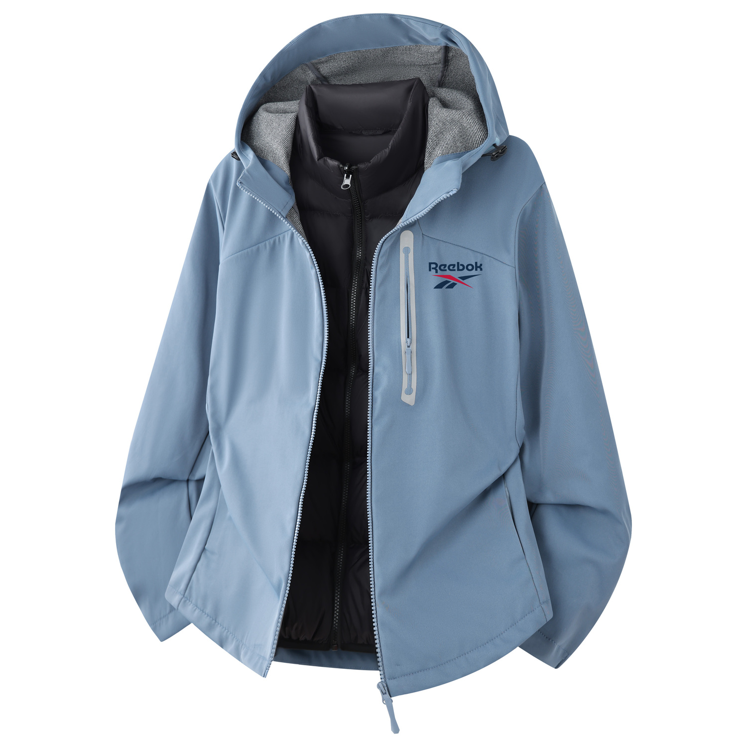 

Пуховик Unisex с капюшоном и флисовой подкладкой 3 в 1 Reebok, denim синий