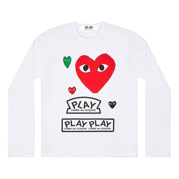 

Футболка multi heart l/s t-shirt 'white red' Comme Des Garcons Play, белый