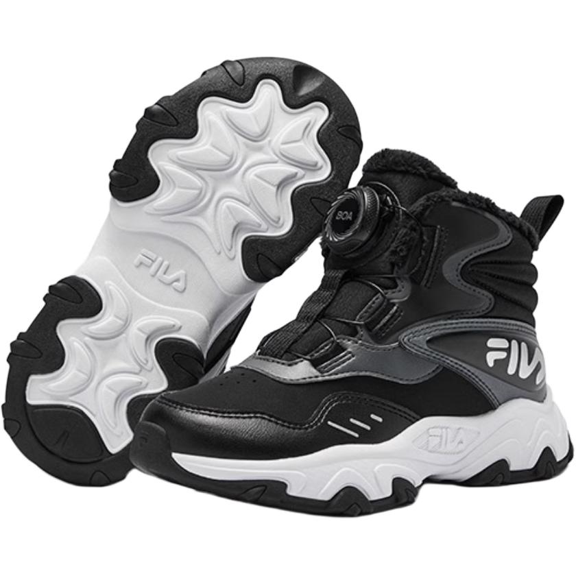 FILA KIDS Теплые противоскользящие высокие детские кроссовки BOA для отдыха на природе, черные, для детей 3–7 лет — фото 3