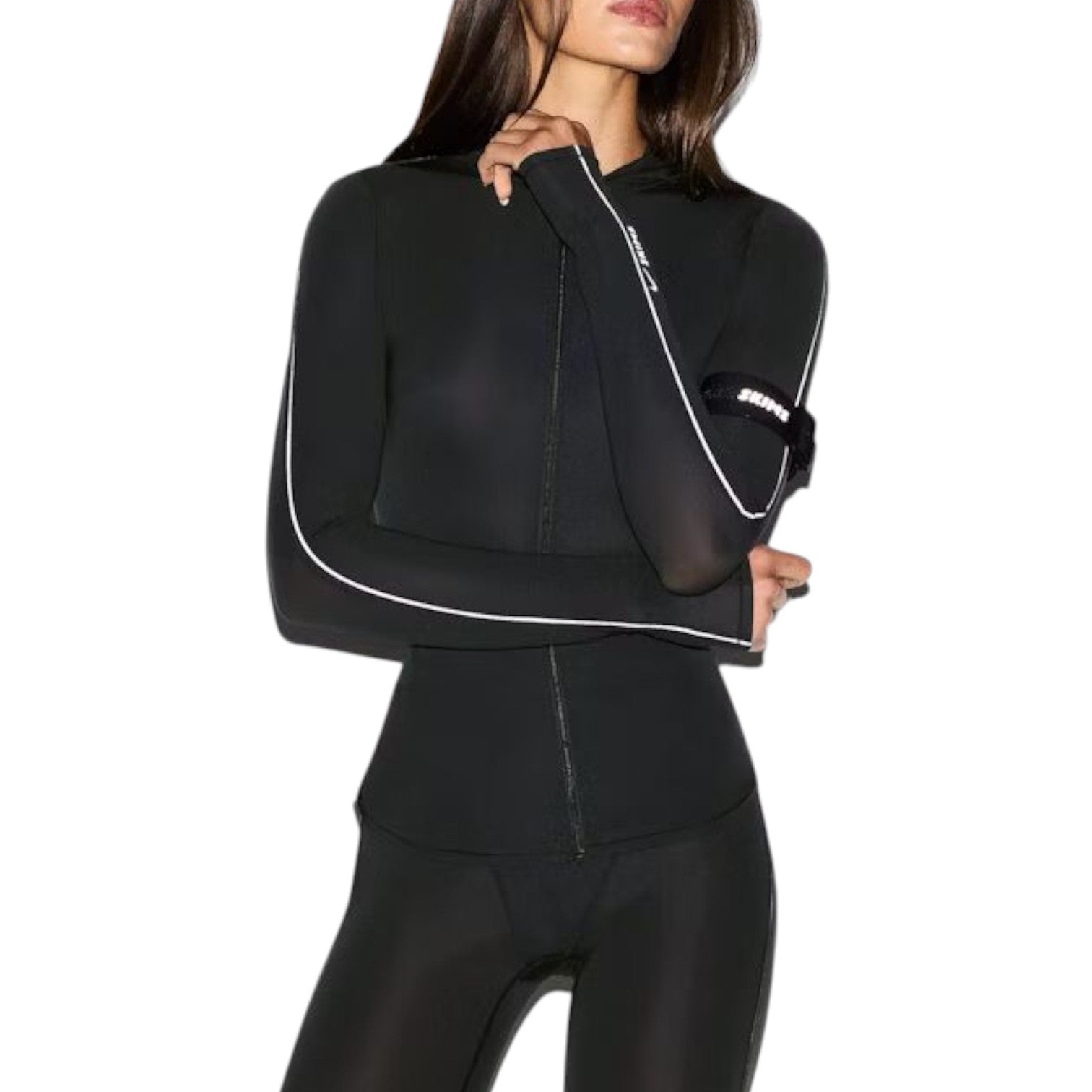(WMNS) Худи Nike x SKIMS Weightless Layers на молнии, цвет 'Obsidian' — фото 3