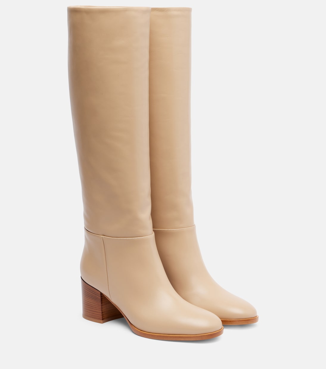 Сапоги из кожи Santiago 60 до колена Gianvito Rossi, песочный