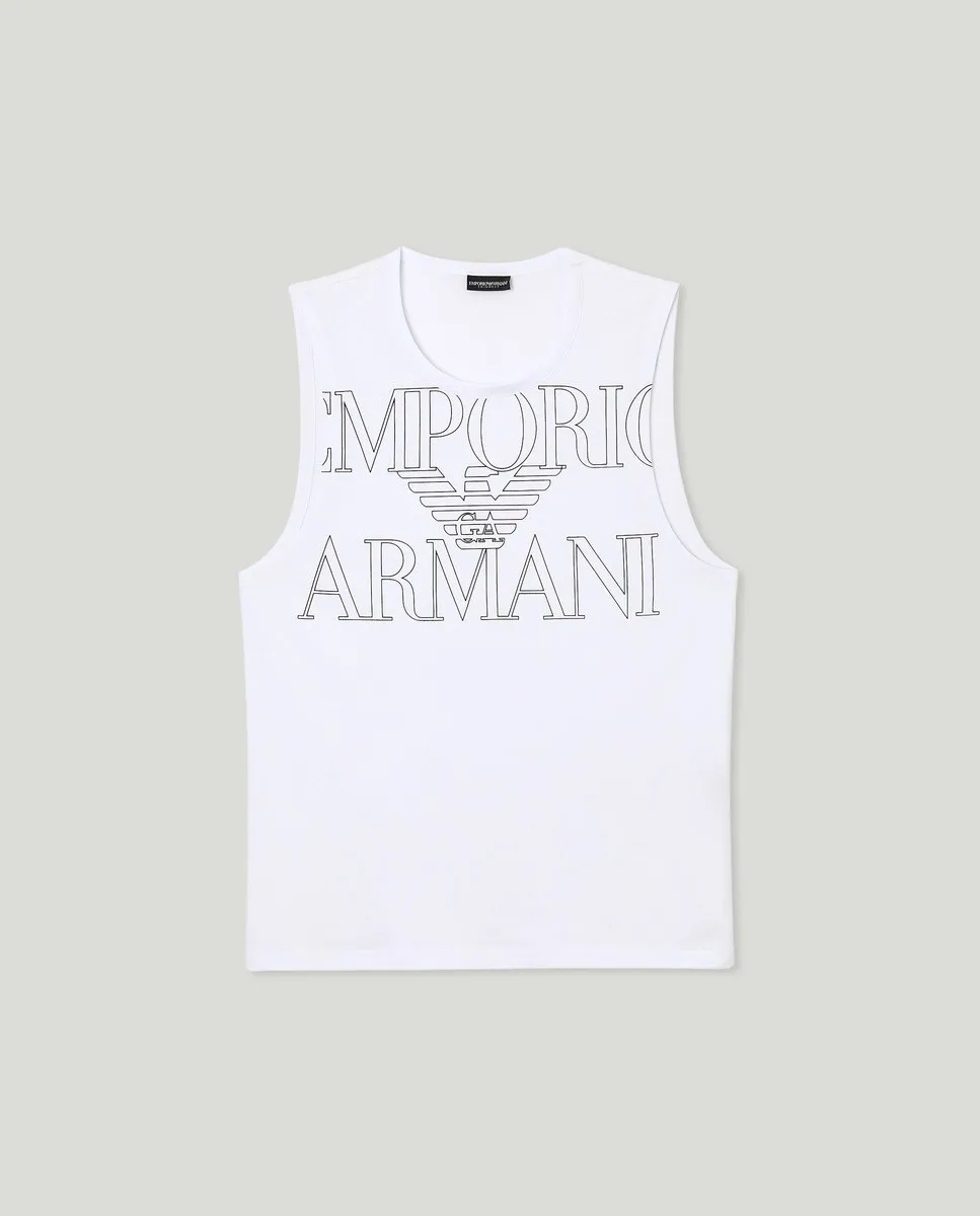 

Мужская футболка без рукавов с мегалоготипом Armani, белый